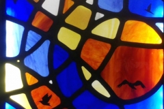 Ripples. Stained and painted glass mosaic light box.